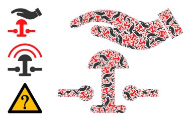 Özyineleme Alarm Düğmesine Bas Simge Kendine Kolajı