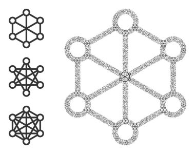 Fraktal Net Düğümleri Simge Kendine Kolajı