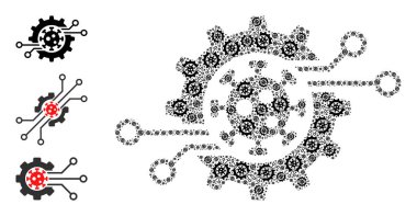 Fraktal Virüs Elektronik Dişli Simgesi Özgün Mozaik