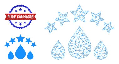 Çokgen Ağ Kaliteli Su Simge ve Dokulu Kenevir Mührünü Düşürdü