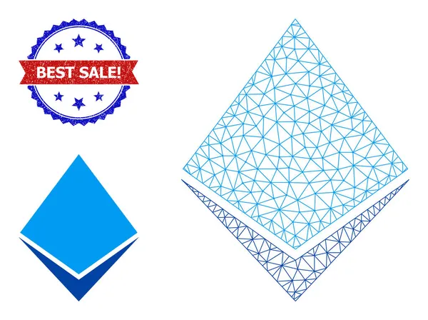 폴리곤 Mesh Etherum Crystal Icon and Unclean Bicolor Best Sale Exhillance Stamp Samp Sill — 스톡 벡터