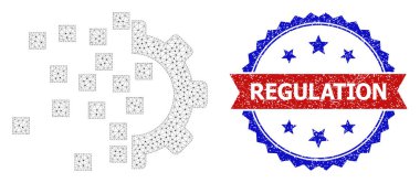 Grunge Düzenleme Yuvarlak Rosette Çift Renkli Filigran ve Ağ 2D Dişli Derleme