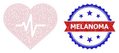 Lastik Melanoma Yuvarlak Rosette Çift Renkli Filigran ve Ağ 2B Kalp Nabzı