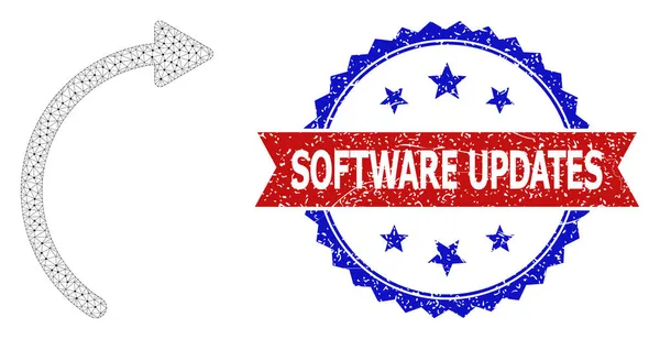 Scratched Software Updates Round Rosette Bicolor Watermark and Mesh Network Rotate Right — 图库矢量图片