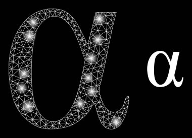 Parlak Web Ağı Alfa Yunan Küçük Harf Simgesi Parlak Benekli Simgesi