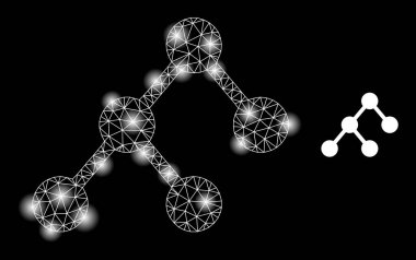 Parlak Web Ağ İkili Yapı Simgesi Parıltısı