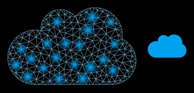 Parlak Web Ağı Parıltılı Bulut Simgesi