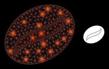 Parlak Web Ağı Kahve Tohumu Simgesi ve Parlak Noktalar