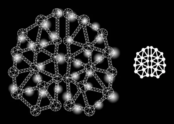Ljusa webben Mesh AI Struktur Ikon med bländning Dots — Stock vektor