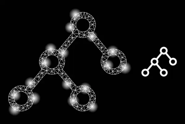 Bright Web Network Binary Connections Icon mit Sternbildknoten — Stockvektor