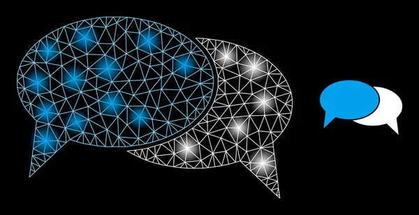 Icône de messages Web Net Chat lumineux avec nœuds de constellation — Image vectorielle