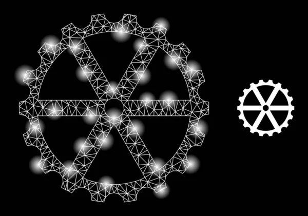 Bright Web Net Clock Wheel Icon with Constellation Nodes — Stock Vector
