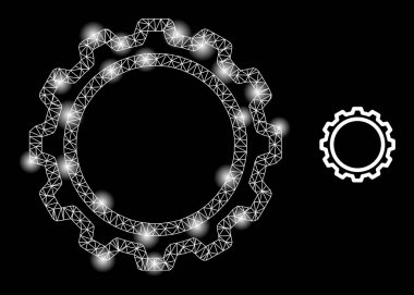 Aydınlık Benekli Parlak Web Ağ İlişkisi Gear Simgesi