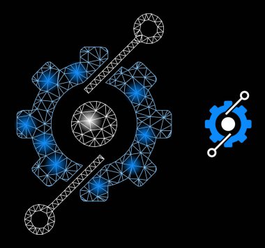 Parlak Web Ağ Kontrol Merkezi Parıltılı Vites Simgesi