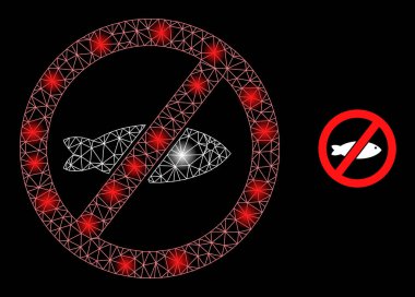 Parlak Web Ağı Yasak Parıltılı Balık Simgesi