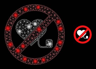 Işık lekeli Parlak Web Ağı Yasak Kalp pili Simgesi