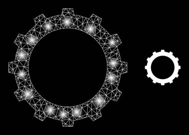 Parlak Web Ağı Dişli Simgesi ile Parlak Noktalar
