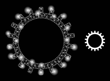 Işık Noktalı Parlak Web Ağı Gear Simgesi