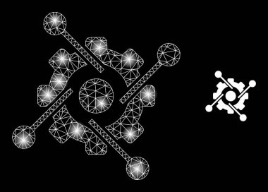 Parlak Web Ağları Hitech Endüstri Simgesi Parlak Benekli