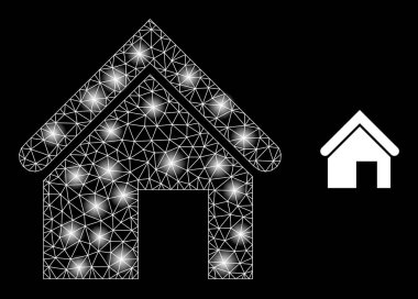 Işık Noktalı Parlak Web Ağı Ev Simgesi