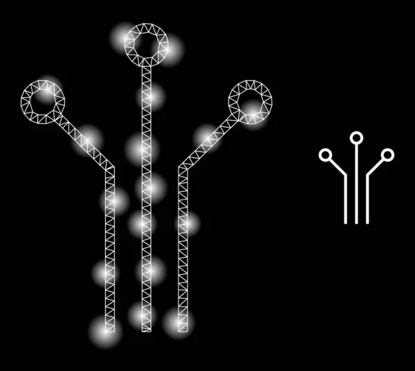 Icono de conexiones electrónicas de malla web brillante con nodos de constelación — Archivo Imágenes Vectoriales