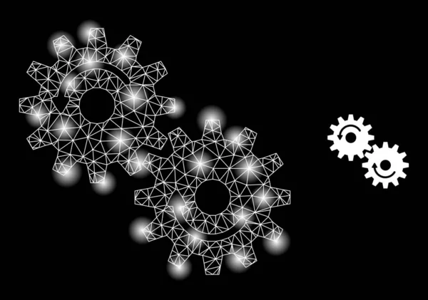 Rotationssymbole für helle Netzgetriebe mit Blendflecken — Stockvektor