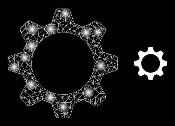 Bright Web Network Gearwheel Icon with Lightspots — 图库矢量图片