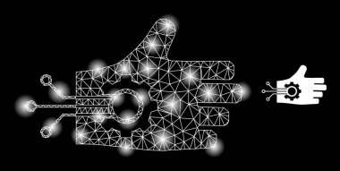 Takımyıldız Düğümlerine sahip Parlak Web Ağı Mekanik Kol Simgesi