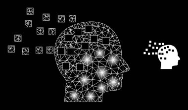 Parlak Web Ağı Zihin Derleme Simgesi ile Parlak Noktalar