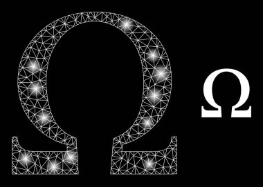 Parlak Web Ağı Omega Yunan Harf Simgesi Parlak Noktalı