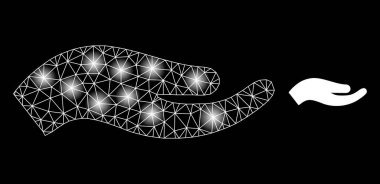 Parlak Web Ağı Dilekçesi Işık Noktalı El Simgesi