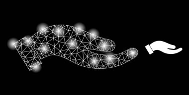 Açık Noktalı Parlak Web Ağı Dilekçesi Palm Simgesi