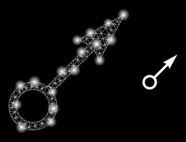 Takımyıldız Düğümlerine sahip Parlak Web Ağı Noktası Yönlendirme Simgesi