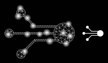 Parlak Web Ağ Algılayıcı Simgesi ile Parıltı Bağlantısı