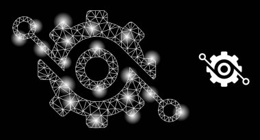 Parlak Web Ağları Akıllı Gear Simgesi Parlak Benekli