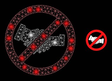 Parlak Web Ağı Durma Tokalaşması Simgesi Parıldıyor