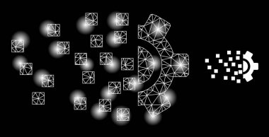 Parlak Web Ağı Sentezi Parlak Benekli Gear Simgesi