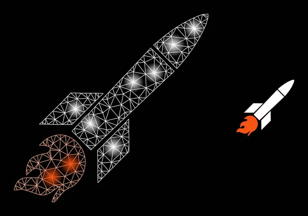 Icono de misil de malla web brillante con puntos de luz — Archivo Imágenes Vectoriales