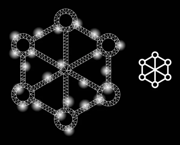 Icône de nœuds nets Web lumineux avec taches éblouissantes — Image vectorielle