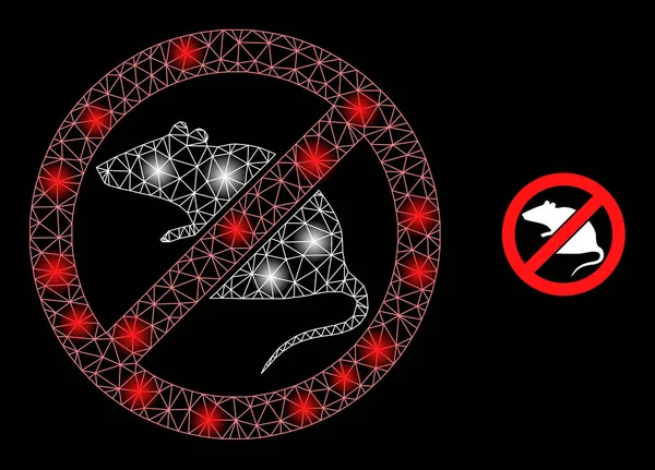 Bright Web Network Stop Rat Icon with Glare Dots — Stockový vektor