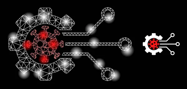 Icono de ingeniería de virus de red web brillante con nodos de constelación — Archivo Imágenes Vectoriales
