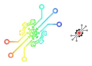 Yumurtadan çıkan Yapay Virüs Ağ Simgesi ve Gökkuşağı Gradyanı