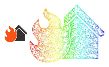 Ağ Yanan Ev Web Ağ Simgesi Gökkuşağı Gradyanı ile