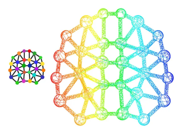 Icono de malla cerebral artificial eclosionada con gradiente espectral — Archivo Imágenes Vectoriales