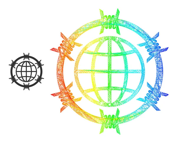 네트워크 Barbed Wire Globe 웹 Mesh Icon with Spectrum Gradient — 스톡 벡터