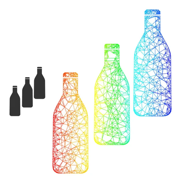 Netto-Bierflaschen-Netz-Symbol mit spektralem Farbverlauf — Stockvektor