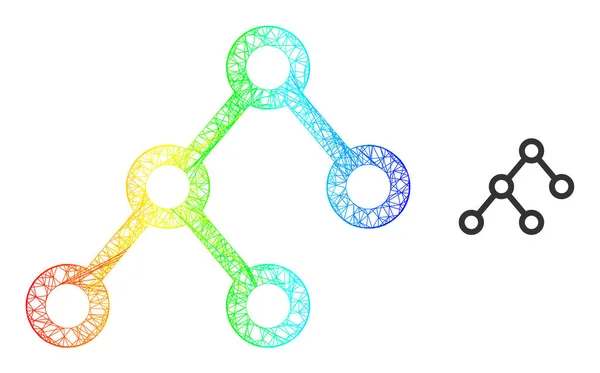 Conexiones binarias de red Icono de malla web con gradiente de arco iris — Vector de stock