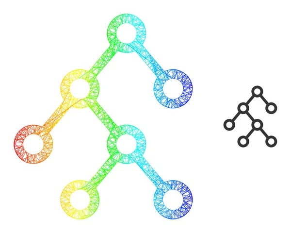 Ícone de malha de Web de árvore binária líquida com gradiente de espectro — Vetor de Stock