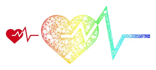 Hatched Cardiology Mesh Icon with Rainbow Gradient — Stock Vector