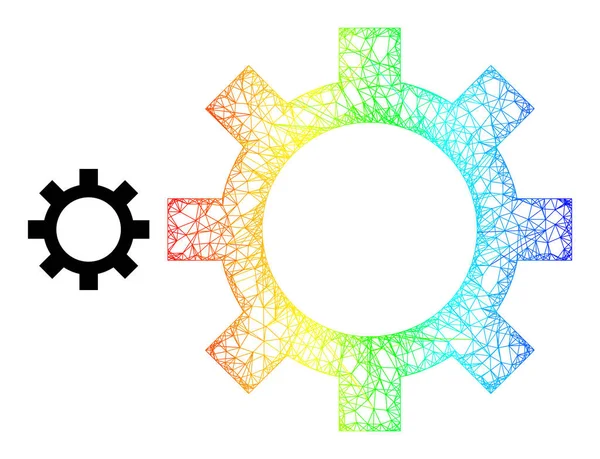 Hatched Cog Mesh Icon with Rainbow Gradient — Stock Vector